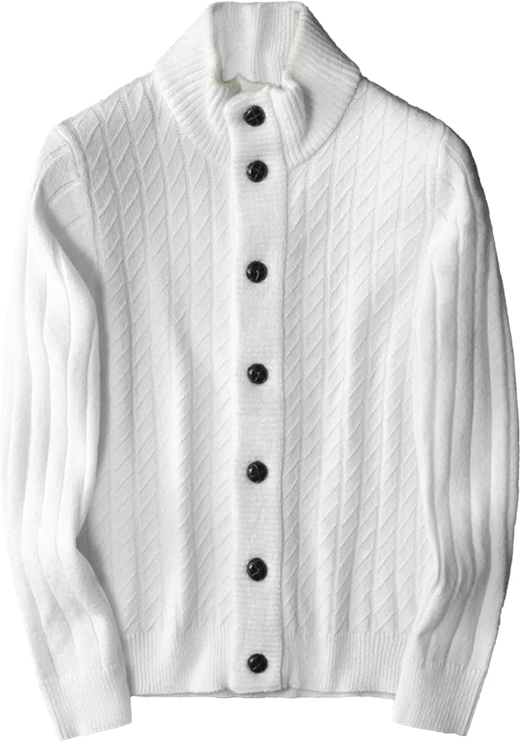 Men's Warm Loose Knitted Jacket Casual Button Down Men Knit Sweaters Coat Lightweight Stand Collar Knits Cardigan