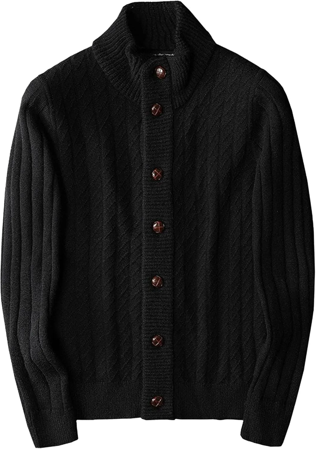 Men's Warm Loose Knitted Jacket Casual Button Down Men Knit Sweaters Coat Lightweight Stand Collar Knits Cardigan