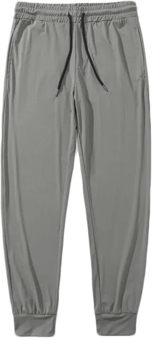 Mens Workout Pants Cinch Bottom Straight Casual Trousers Quick Dry Elastic Drawstring Pants High Waist Leisure Pants