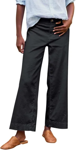 midelxp Cropped Linen Pants Women Dressy Summer Lightweight Flare Capri Pants with Pockets Formal Business Casual Work Pants