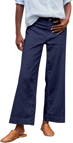 midelxp Cropped Linen Pants Women Dressy Summer Lightweight Flare Capri Pants with Pockets Formal Business Casual Work Pants
