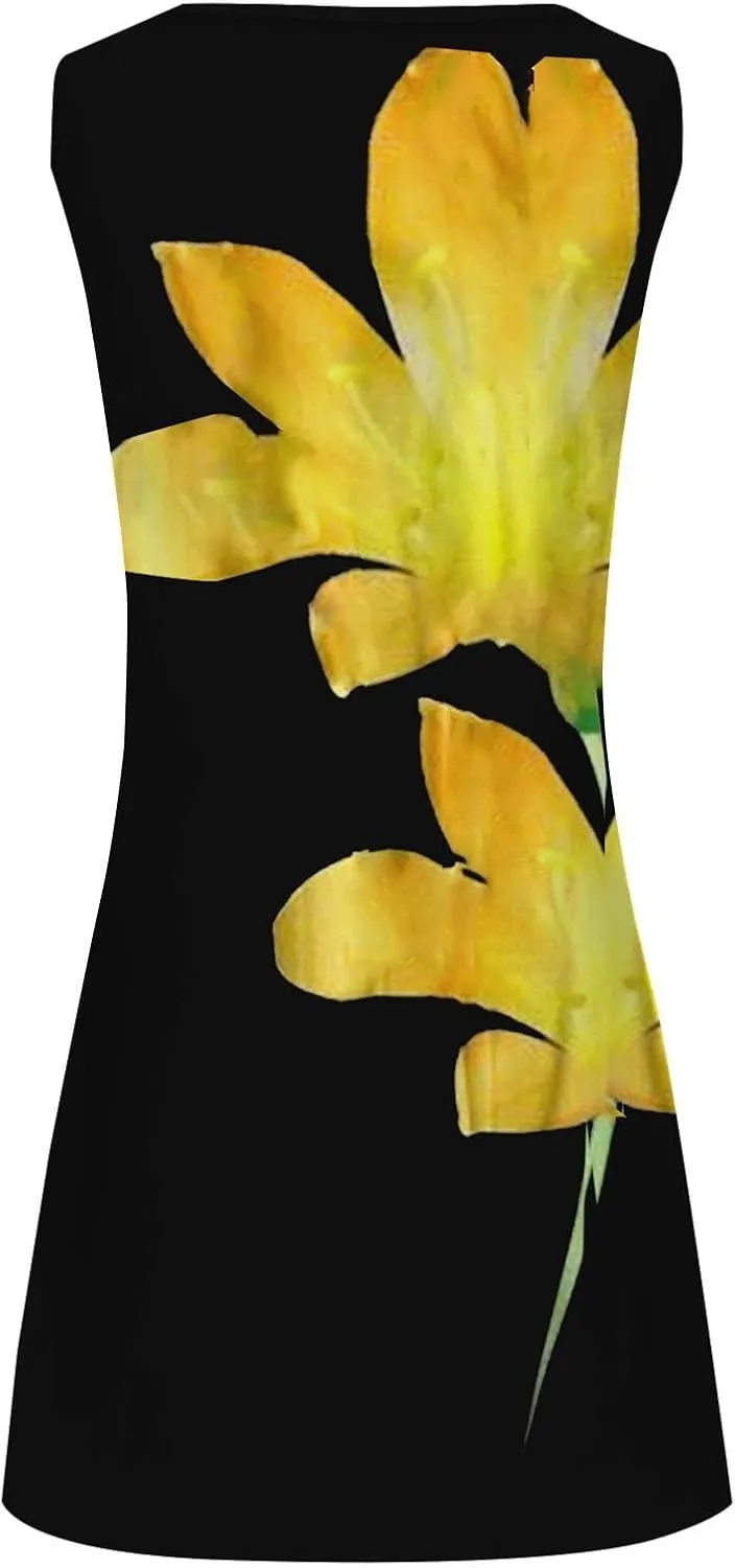 Midi Tank Dresses with Pockets Sun Dresses for Women 2025 Vacation Beach Casual Summer Sundresses Sleeveless Tank