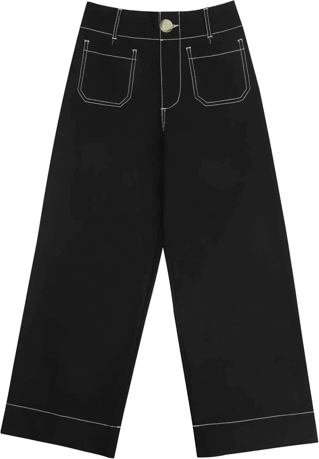 miduo Womens High Waisted Cropped Wide Leg Stretchy Straight Pants Trousers with Pockets