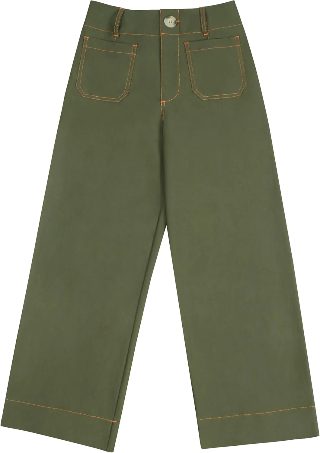 miduo Womens High Waisted Cropped Wide Leg Stretchy Straight Pants Trousers with Pockets