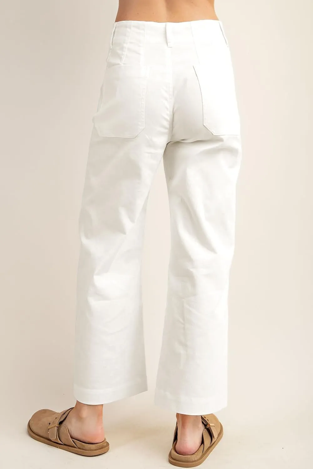 miduo Womens High Waisted Cropped Wide Leg Stretchy Straight Pants Trousers with Pockets
