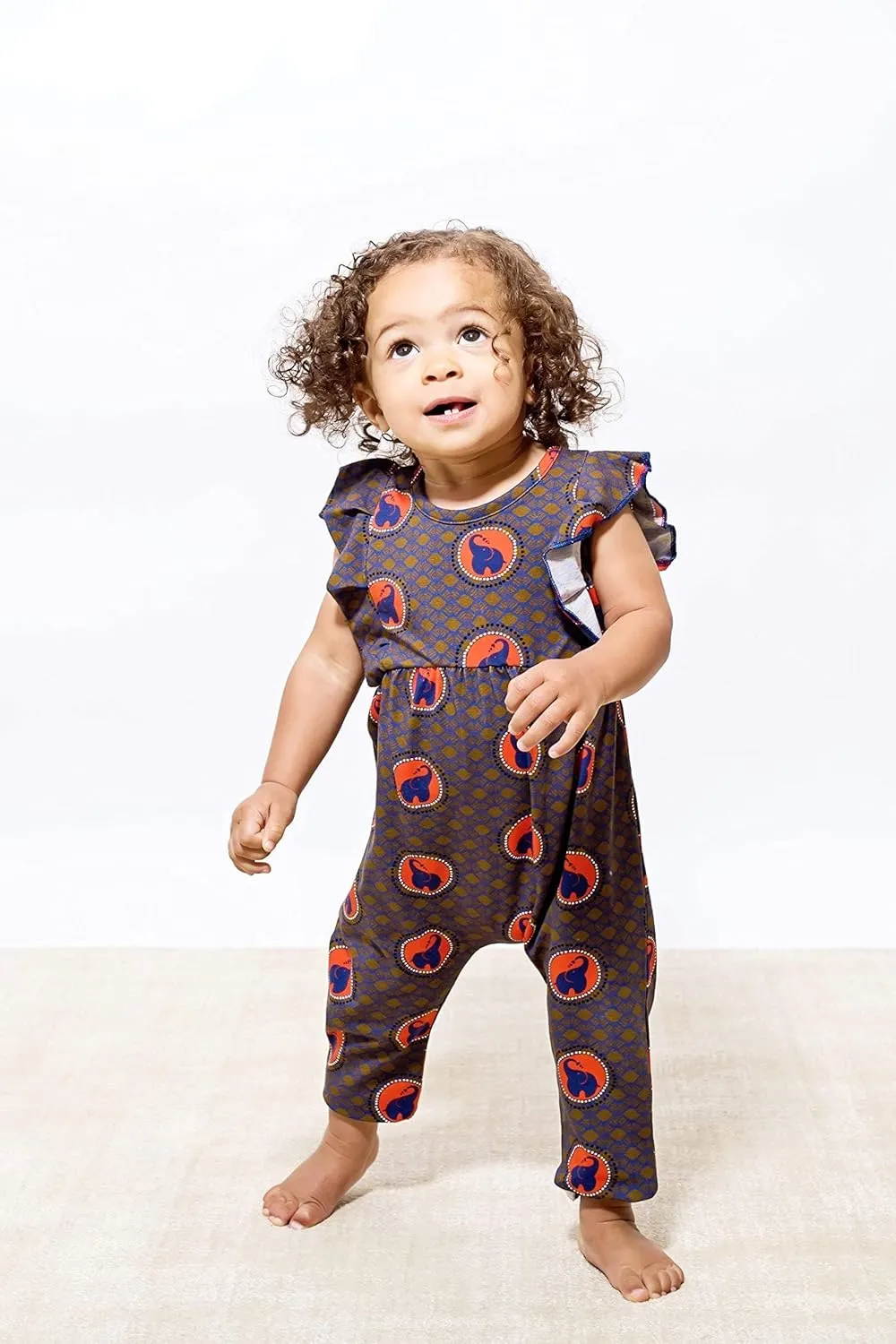 Naomi & Prints Elephant Ruffle Jumpsuit