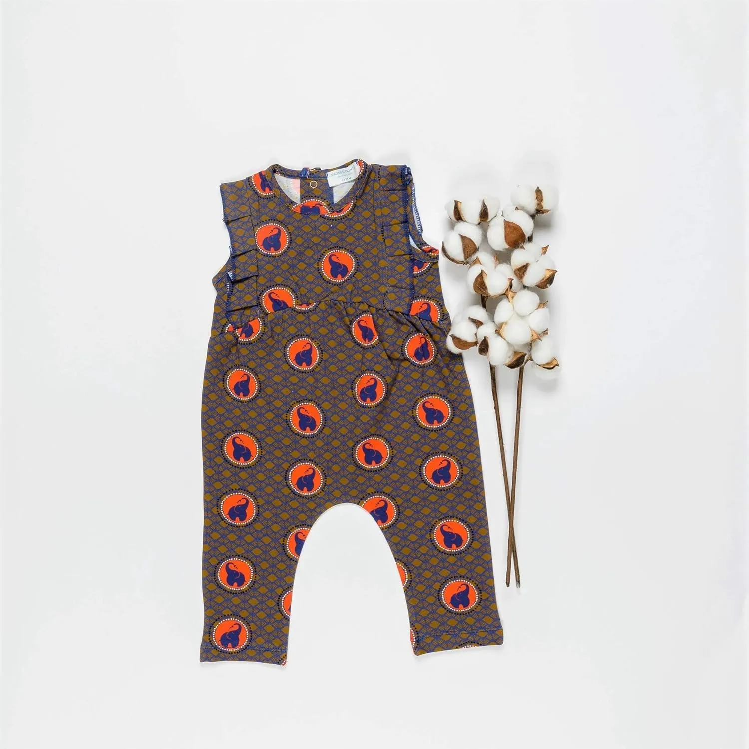 Naomi & Prints Elephant Ruffle Jumpsuit