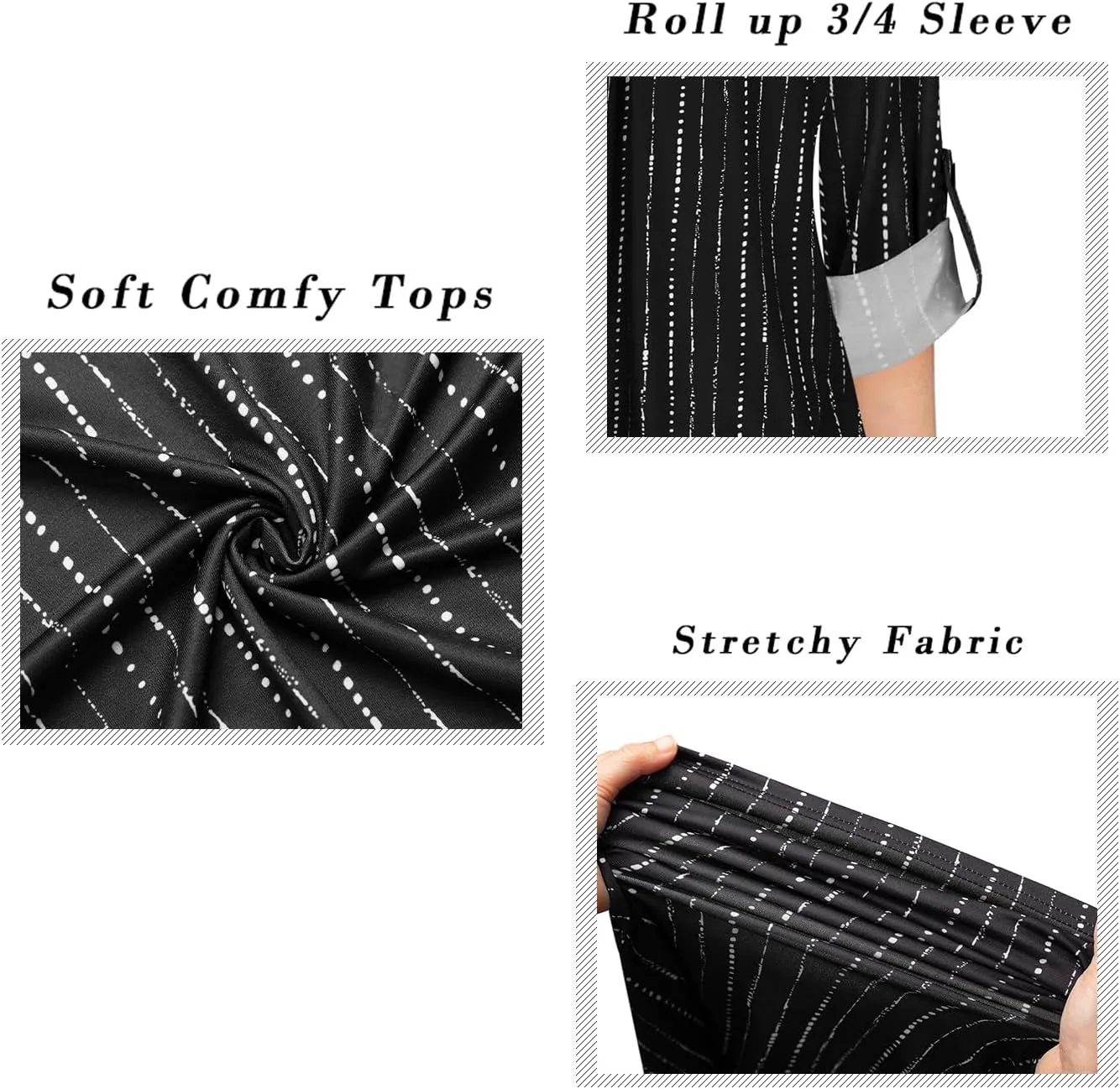 Ninedaily Womens Tops Dressy Casual 3/4 Sleeve V Neck Chiffon Shirt Work Blouses