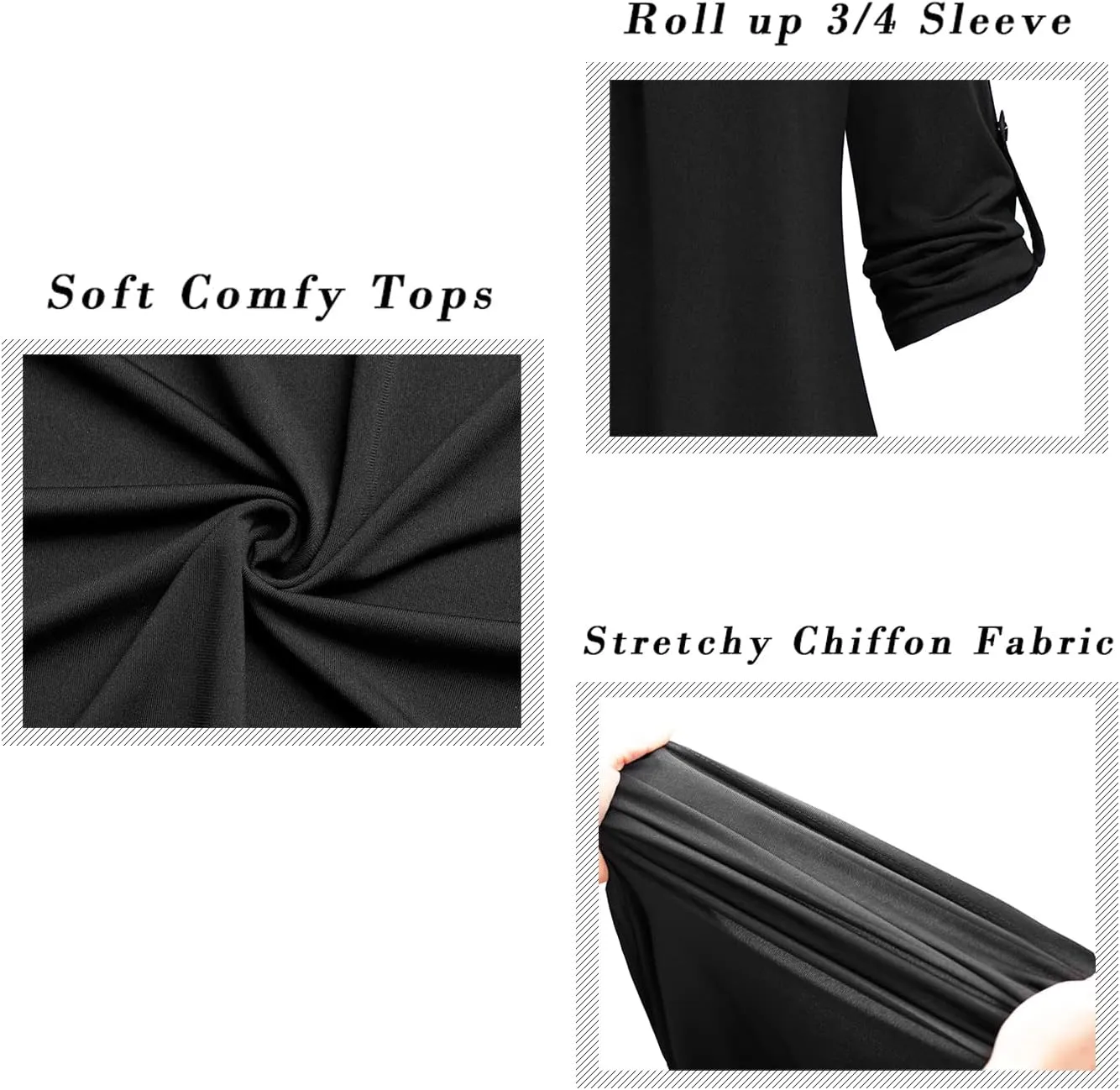 Ninedaily Womens Tops Dressy Casual 3/4 Sleeve V Neck Chiffon Shirt Work Blouses