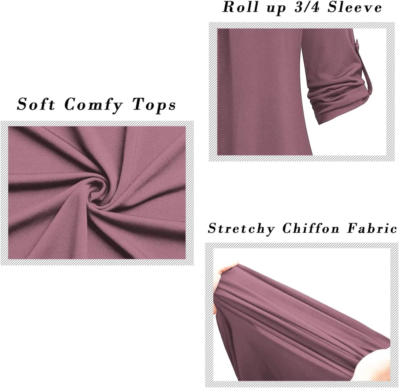 Ninedaily Womens Tops Dressy Casual 3/4 Sleeve V Neck Chiffon Shirt Work Blouses