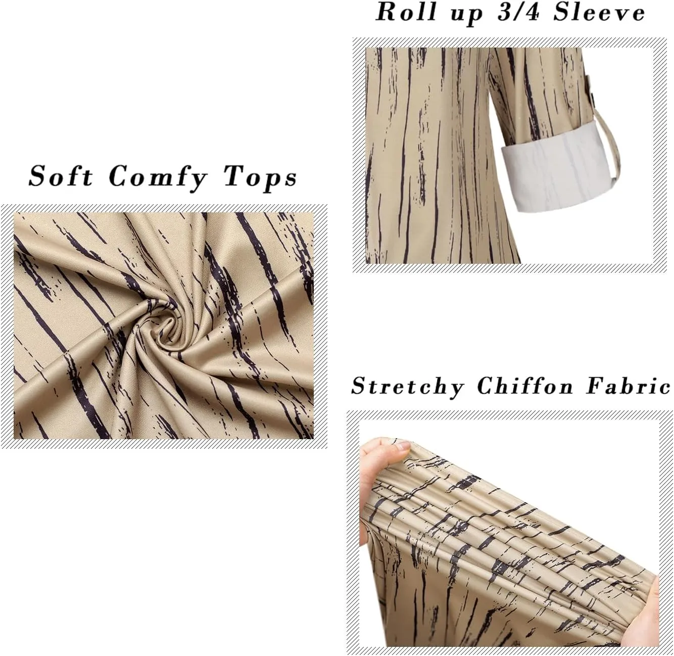 Ninedaily Womens Tops Dressy Casual 3/4 Sleeve V Neck Chiffon Shirt Work Blouses