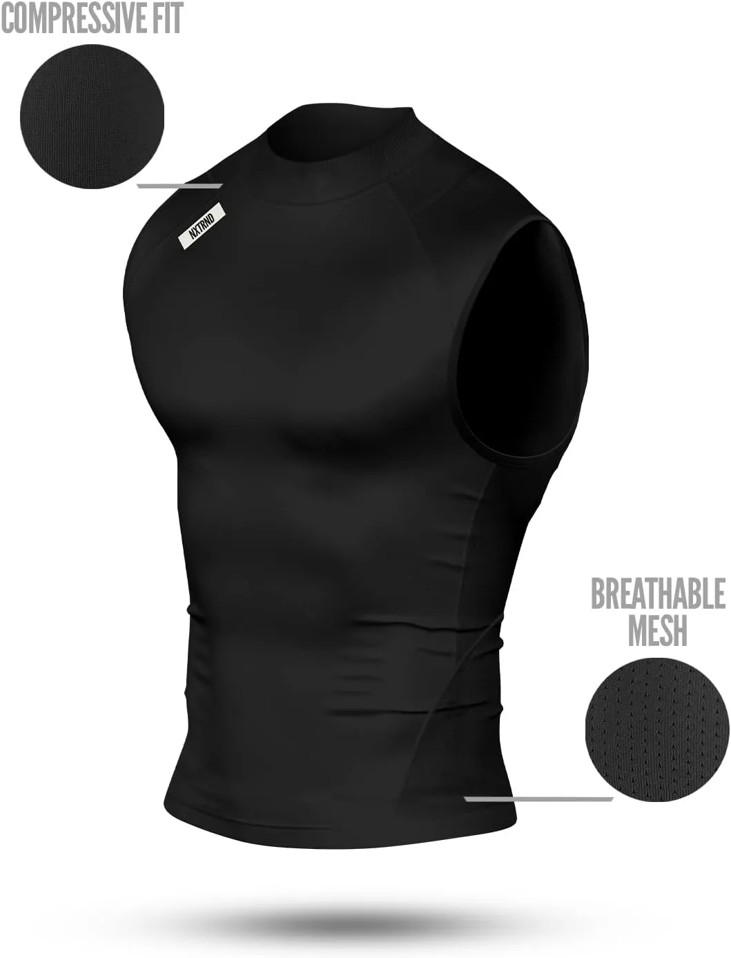 Nxtrnd Men's Turtleneck Compression Tank Top, Sleeveless Mock Neck