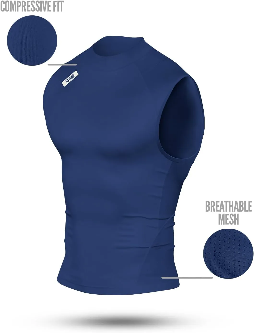 Nxtrnd Men's Turtleneck Compression Tank Top, Sleeveless Mock Neck