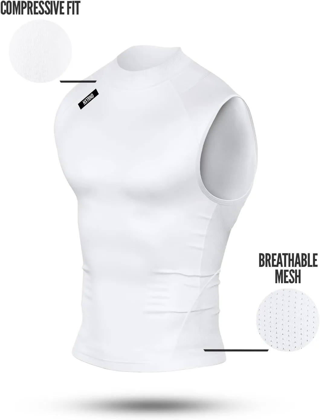Nxtrnd Men's Turtleneck Compression Tank Top, Sleeveless Mock Neck