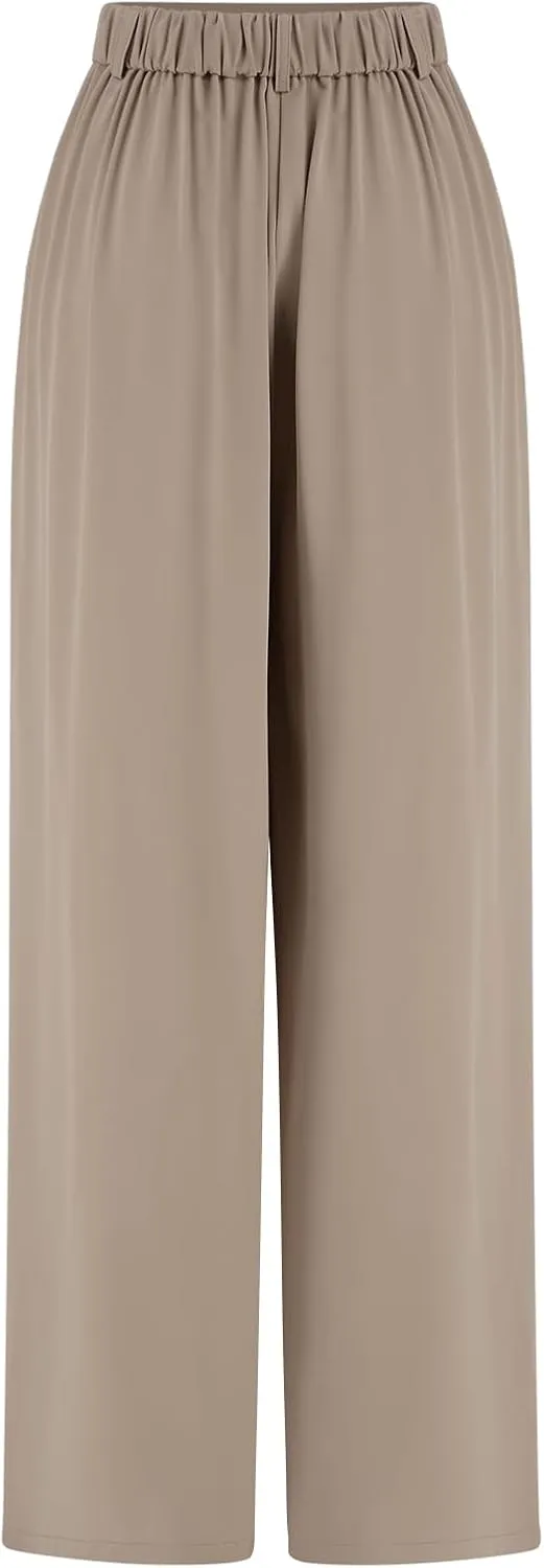 ODIZLI Women Casual Wide Leg Pants Elastic High Waist Dress Pants for Women Straight Trousers Pants