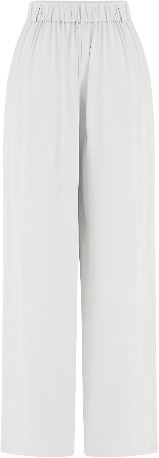 ODIZLI Women Casual Wide Leg Pants Elastic High Waist Dress Pants for Women Straight Trousers Pants