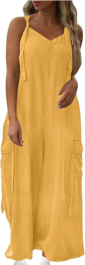 Overalls For Women Loose Fit Wide Leg Jumpsuits Casual Oversized Rompers Long Cargo Pants With Pockets 2025