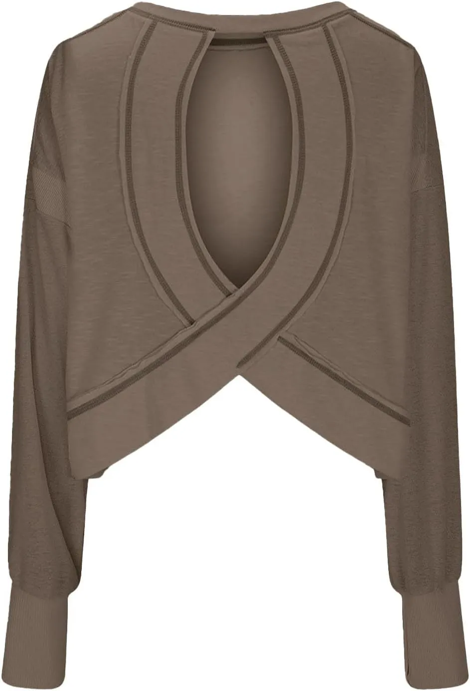 Oversized Open Back Sweatshirts for Womens Gym Backless Long Sleeve Crop Tops Workout Yoga Athletic Shirts Pullover