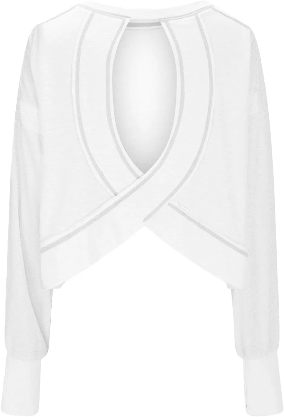 Oversized Open Back Sweatshirts for Womens Gym Backless Long Sleeve Crop Tops Workout Yoga Athletic Shirts Pullover