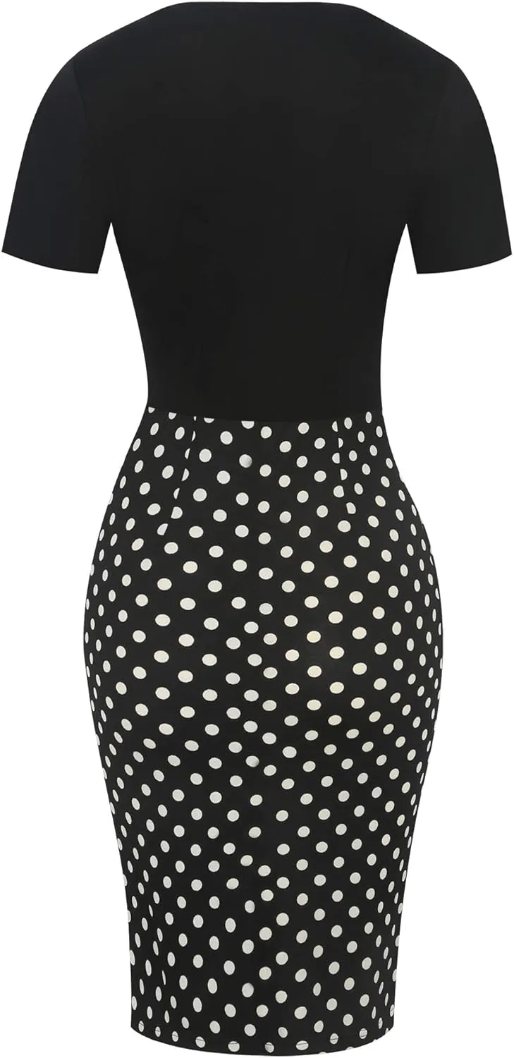 oxiuly Womens V Neck Slim Ruffle Hem Work Pencil Sheath Dress Chic Party Church Bodycon Dresses OX300