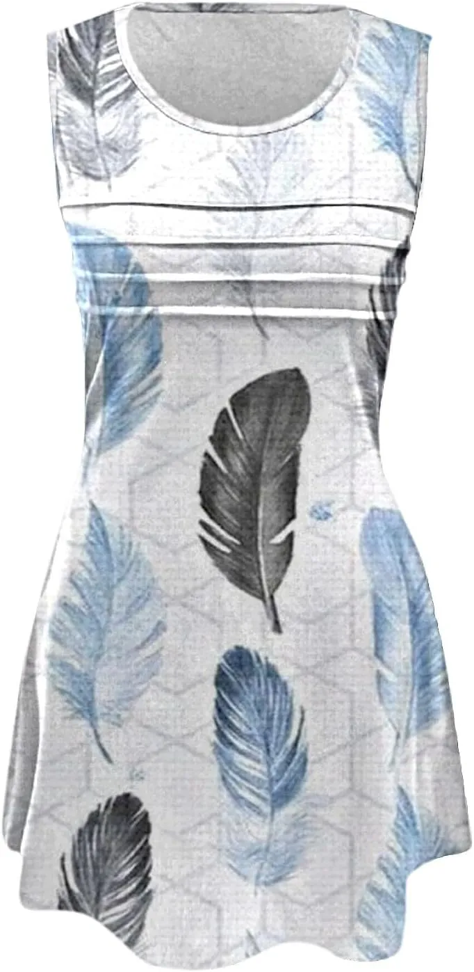 Plus Size Floral Dress Womens with Pockets Summer Casual Tank Dress Sleeveless Midi Beach Dress Cotton Dress Midi