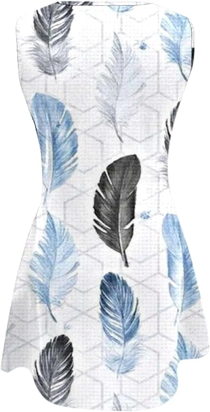 Plus Size Floral Dress Womens with Pockets Summer Casual Tank Dress Sleeveless Midi Beach Dress Cotton Dress Midi