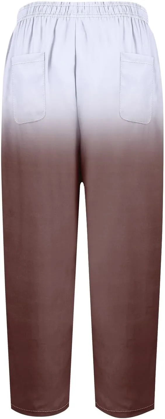 Resort Wear for Women 2025 Cotton Linen Elastic Seven Pants Beach Casual Pants Linen Casual Beach Long Pants