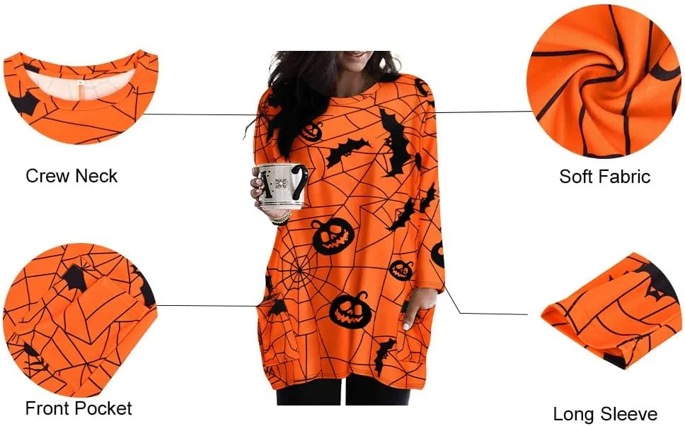 RITERA Plus Size Top for Women Long Sleeve Tunic Tops Winter Shirts Fall Casual T-shirts with Pockets Crewneck XL-5XL