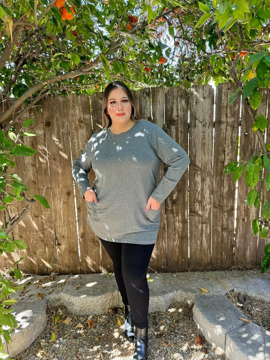 RITERA Plus Size Top for Women Long Sleeve Tunic Tops Winter Shirts Fall Casual T-shirts with Pockets Crewneck XL-5XL