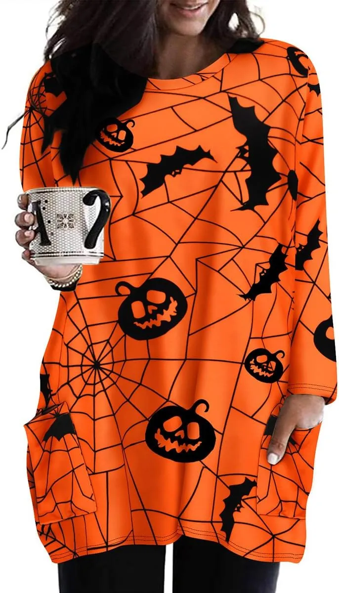 RITERA Plus Size Top for Women Long Sleeve Tunic Tops Winter Shirts Fall Casual T-shirts with Pockets Crewneck XL-5XL