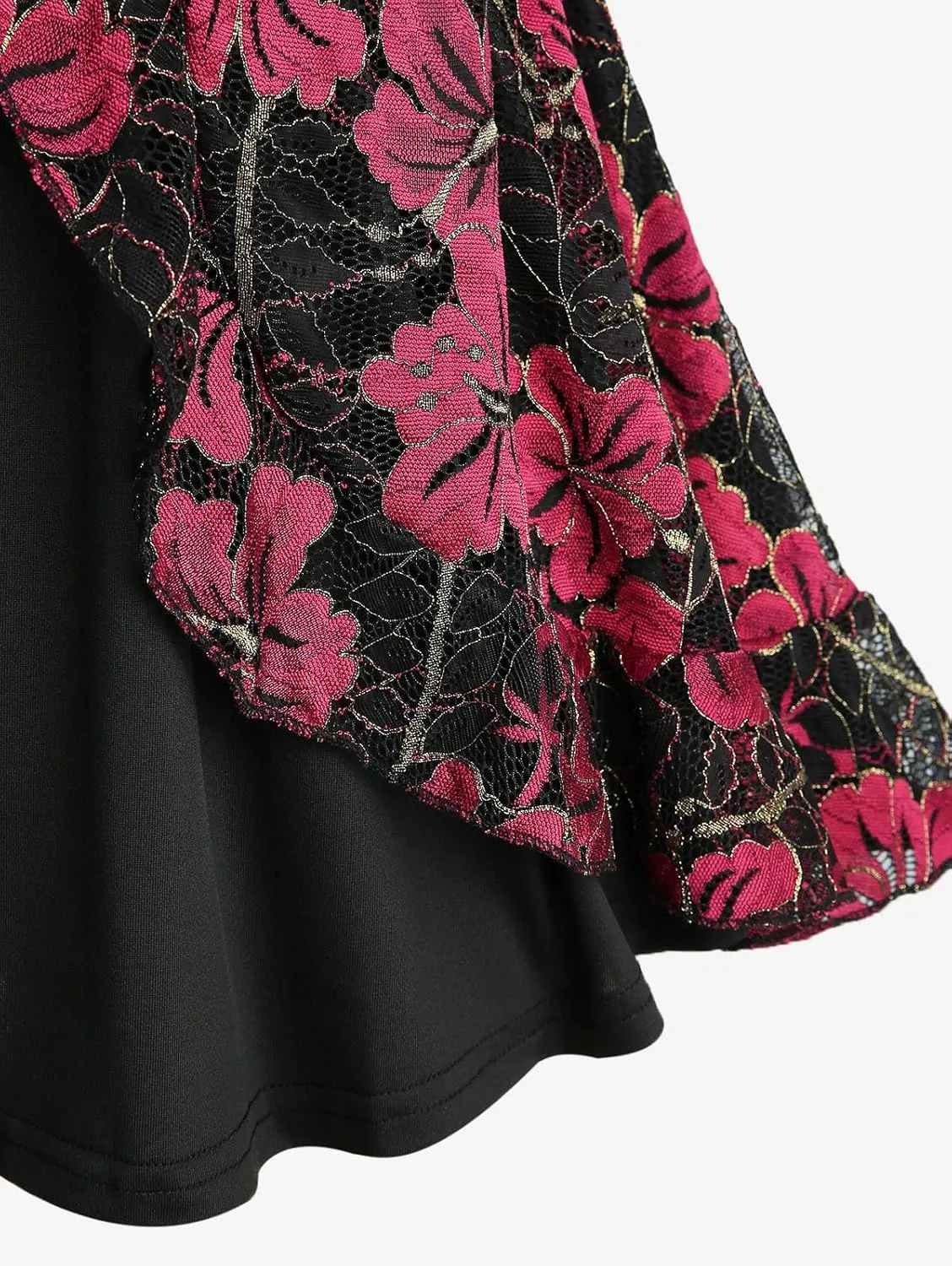 ROSE GAL Rosegal Women Plus Size Elegant Summer Babydoll Tank Top Floral Lace Overlay Peplum Hem Surplice Tank Top