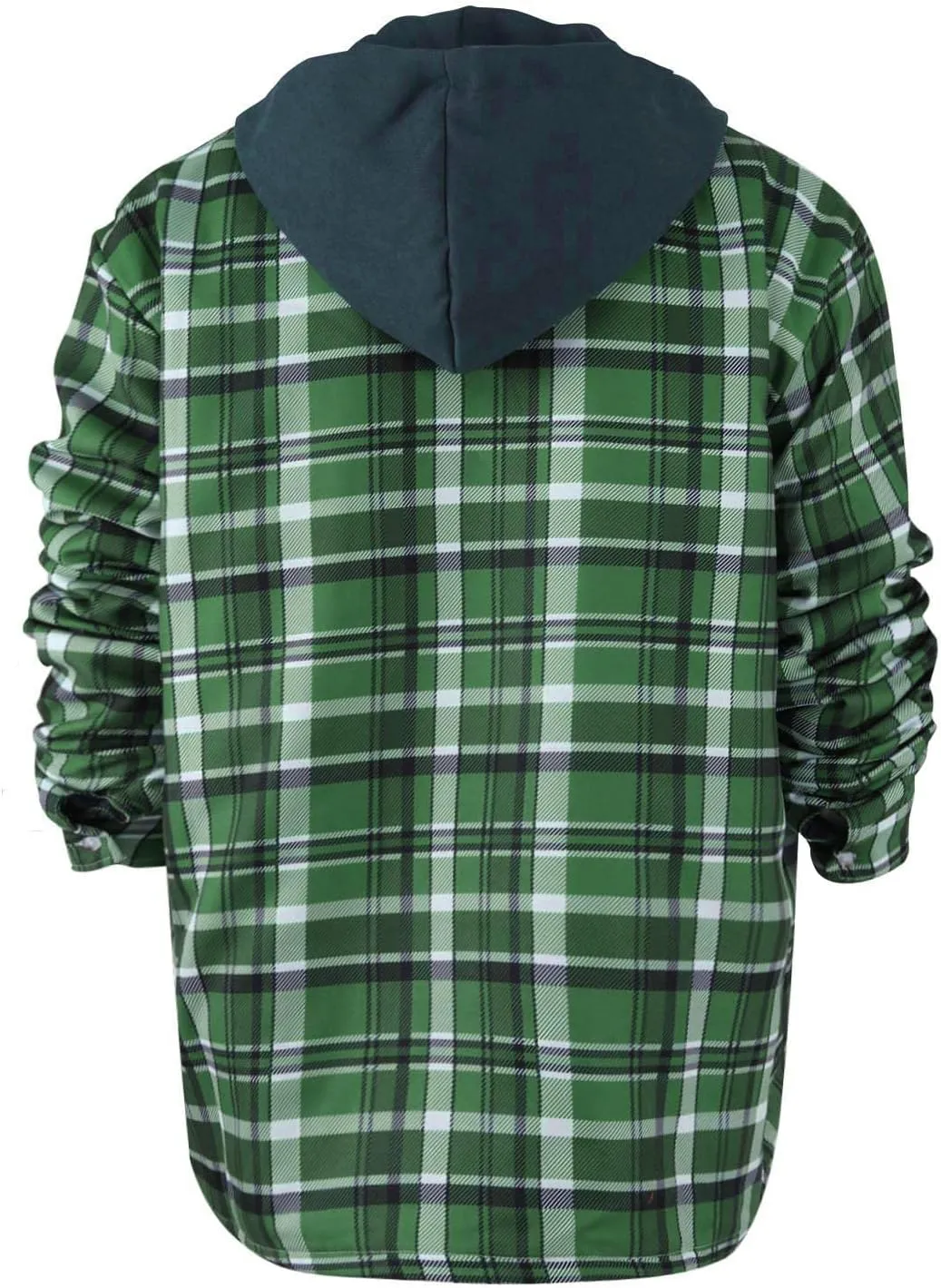 RTRDE Men's Button Down Long Sleeve Shirts Hooded Jacket Plaid Shirts Quilted Lined Fall Winter Coat Shirt, M-5XL