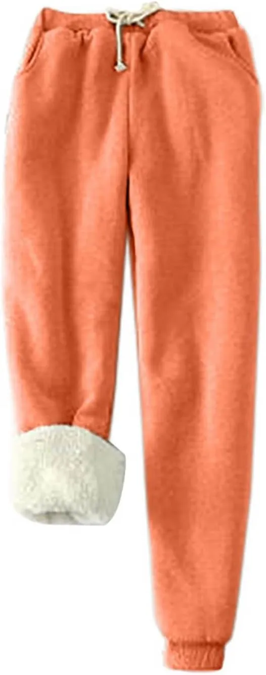 Ruziyoog Women's Fleece Lined Sweatpants Soft Warm Drawstring Joggers Comfortable Casual Lounge Pants with Pockets