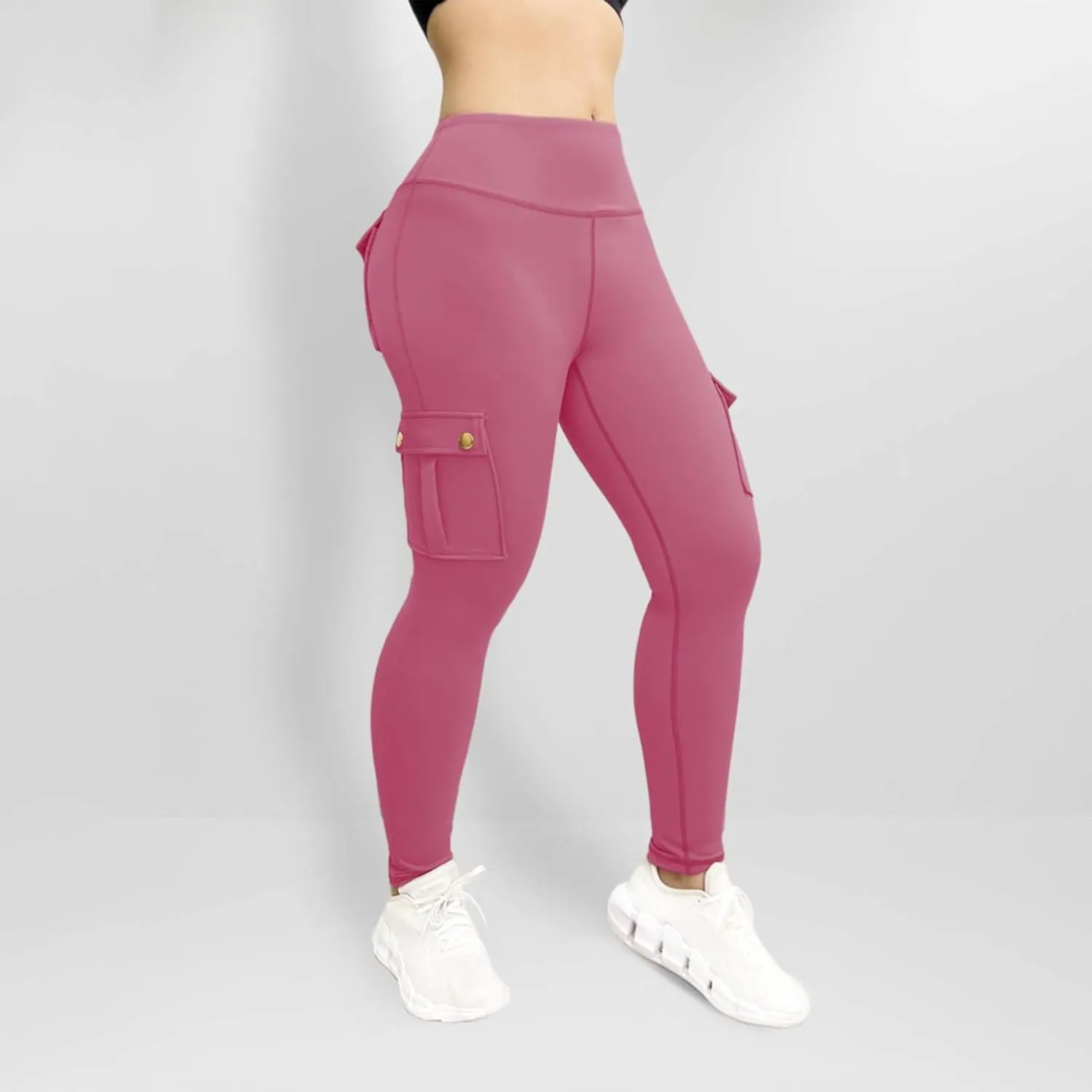 Ruziyoog Womens High-Waisted Leggings with Pockets Stretchy Compression Yoga Pants Workout Athletic Sports Tights
