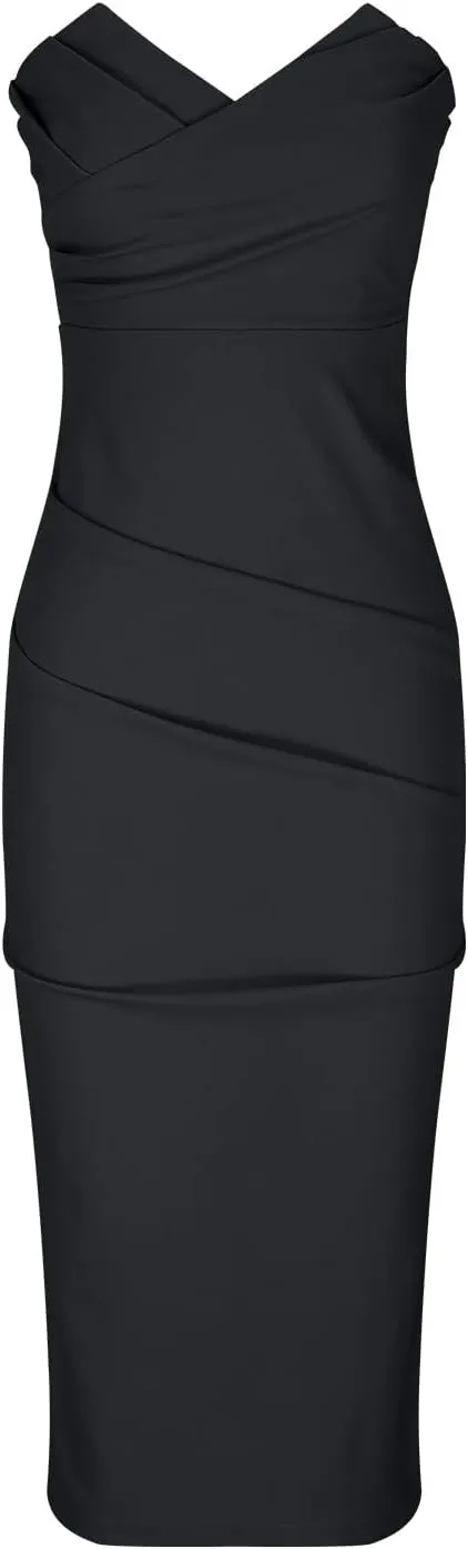 Semi Formal Dresses for Women Sexy Wrap V Neck Bodycon Dress Sleeveless Party Evening Dress Club Wear