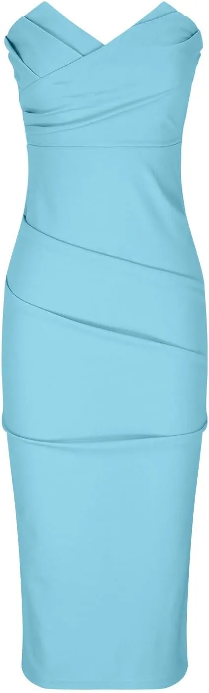 Semi Formal Dresses for Women Sexy Wrap V Neck Bodycon Dress Sleeveless Party Evening Dress Club Wear