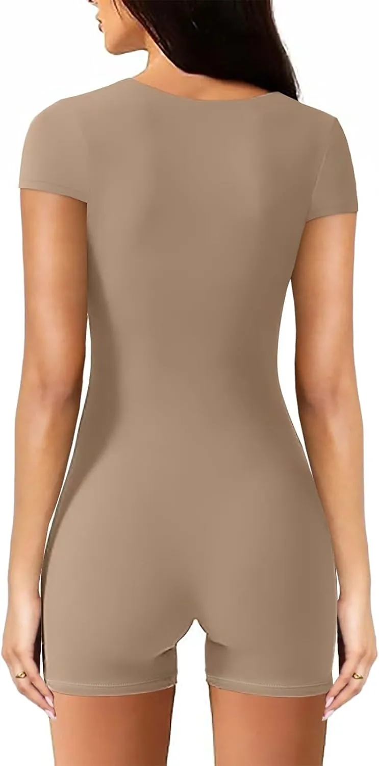 Short Jumpsuits for Women, Plus Size Summer Workout Solid Bodycon Jumpsuit Shorts Sleeveless Casual Trendy Rompers