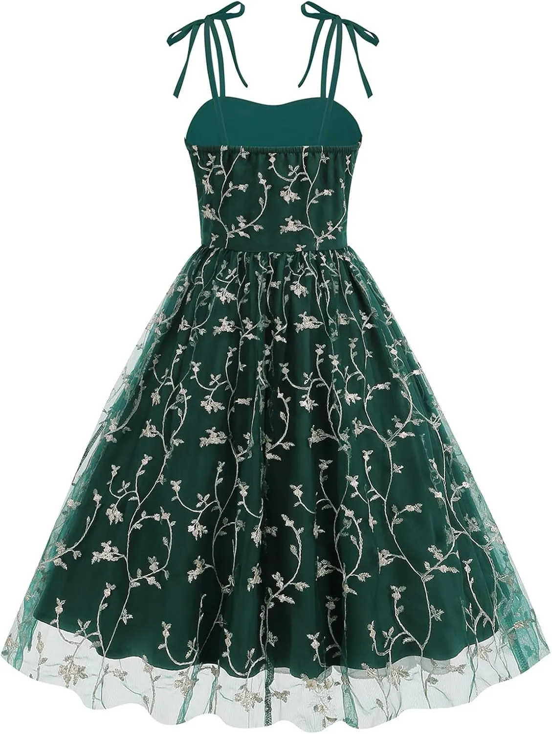Spaghetti Strap Floral Embroidered Dress for Women Wedding Guest Tea Party Dress for Woman Tulle Prom Formal Cocktail Dress