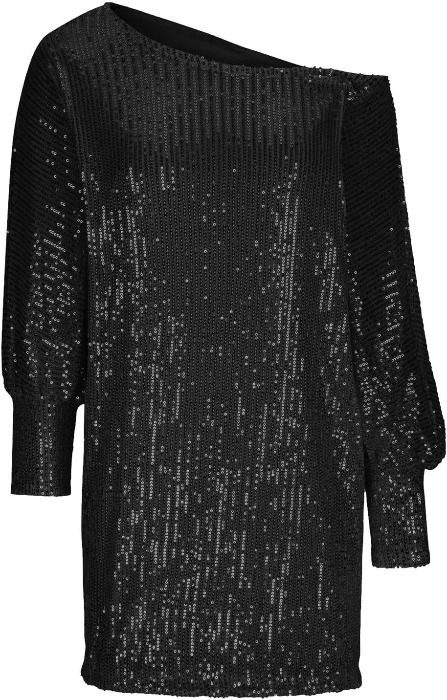 Sparkly Dresses for Women Women's Fashion Dresses Slant Shoulder Long Sleeve Dresses Solid Color Sexy Dresses