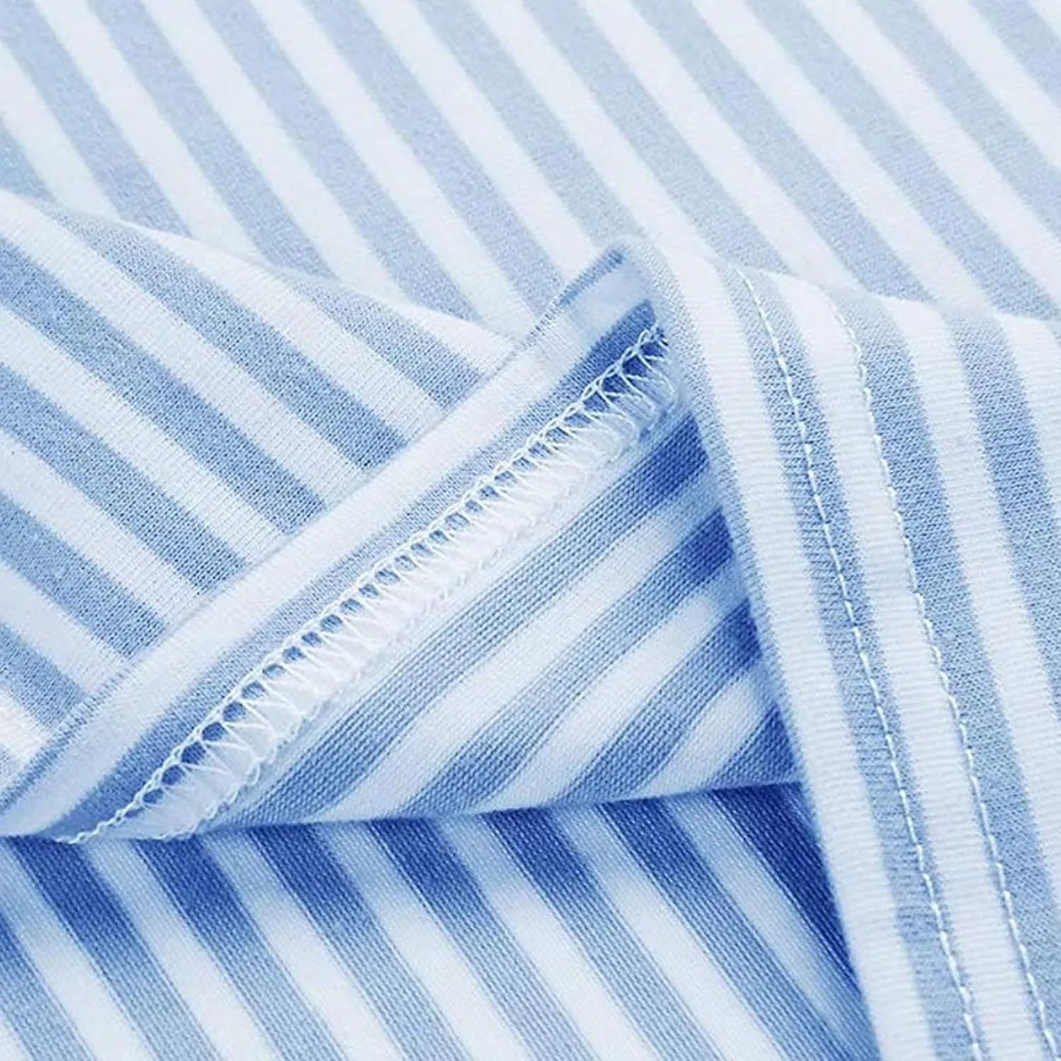 Striped Tie Waist Dress Women, Summer Short Sleeve T Shirt Casual Dress with Pockets Crewneck Office Basic Dresses