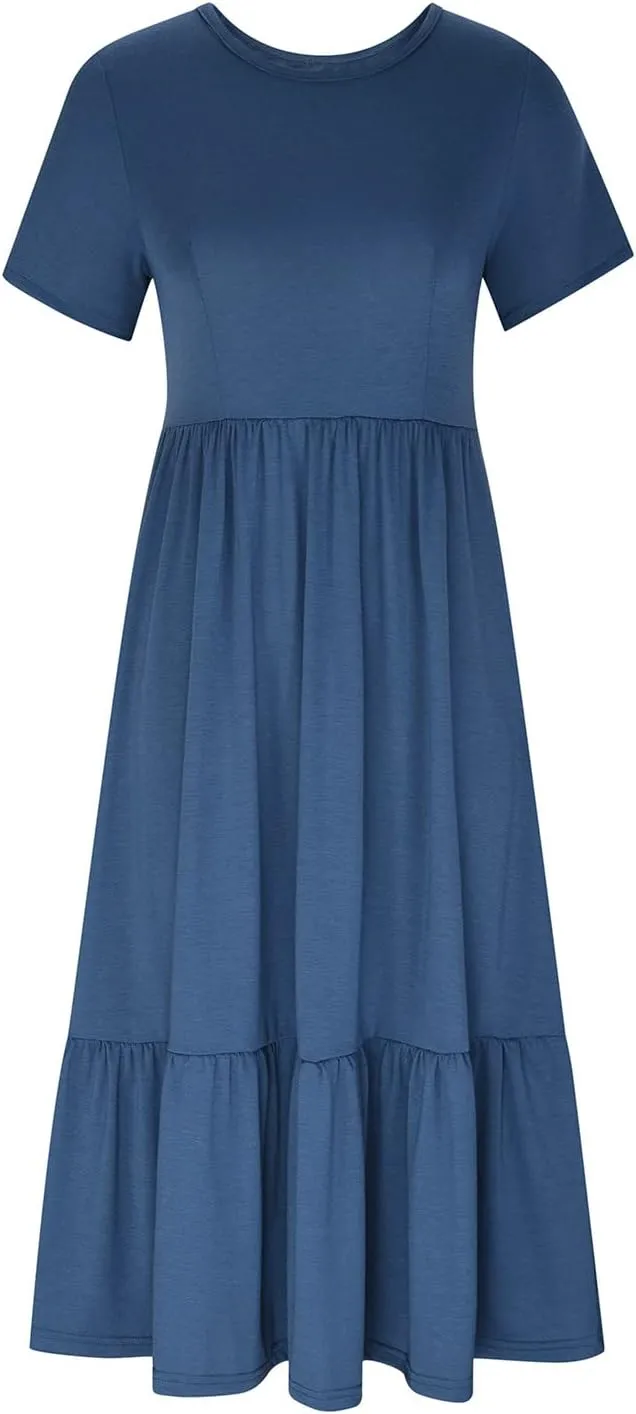 Summer Beach Dress Strapless Long Dress for Women Long Summer Dress Shift Maxi Dress Flowy Loose Vacation Dresses