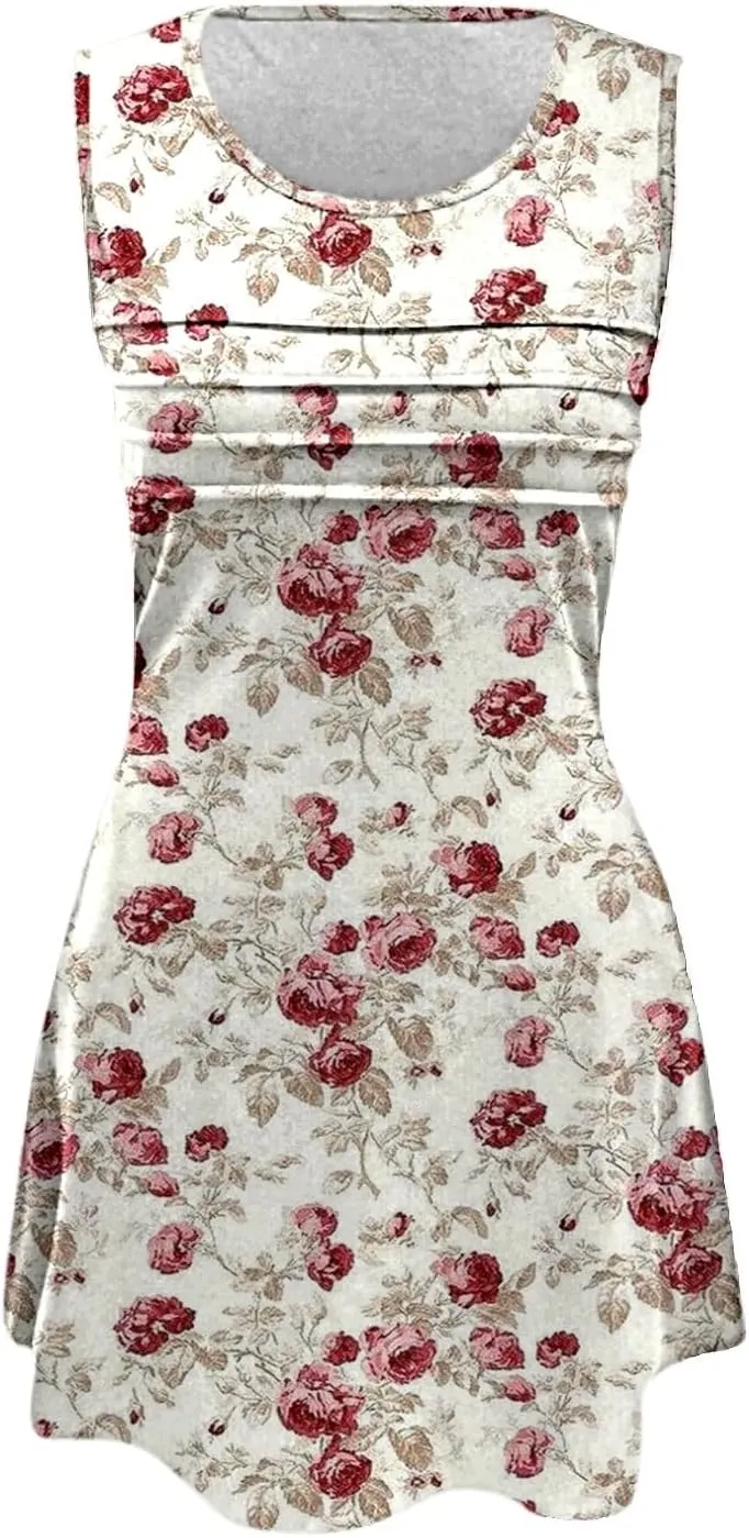 Summer Dress for Women Womens with Pockets Summer Casual Tank Dress Sleeveless Midi Beach Dress Linen Dress Long