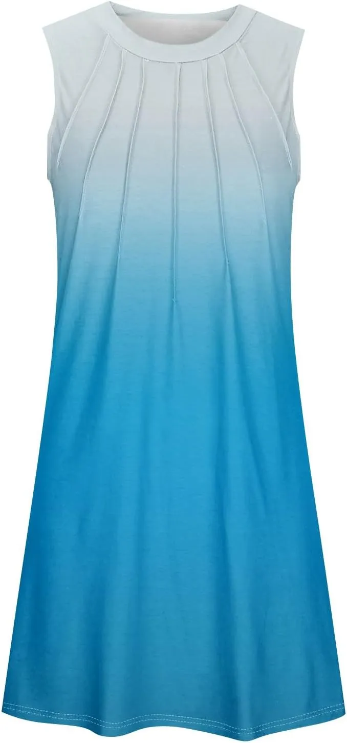 Summer Dresses for Women 2025 Beach Casual U Neck Sleeveless Fashion Floral Print Tank Loose Sundress