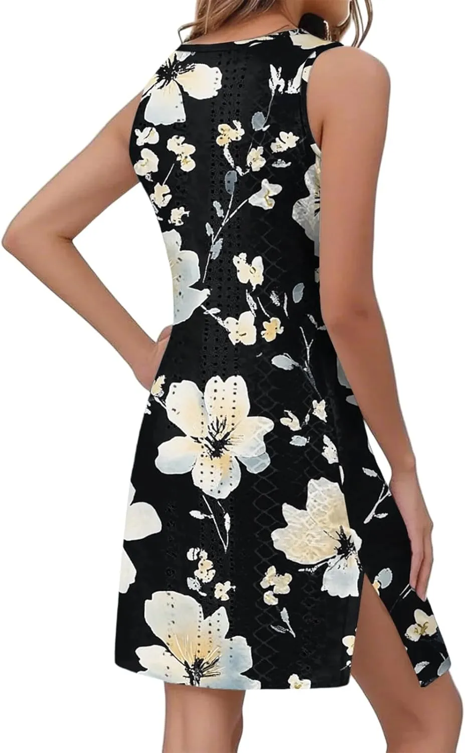 Summer Dresses for Women 2025 Beach Vacation Spring Clothes Sleeveless Crewneck Casual Floral Dress