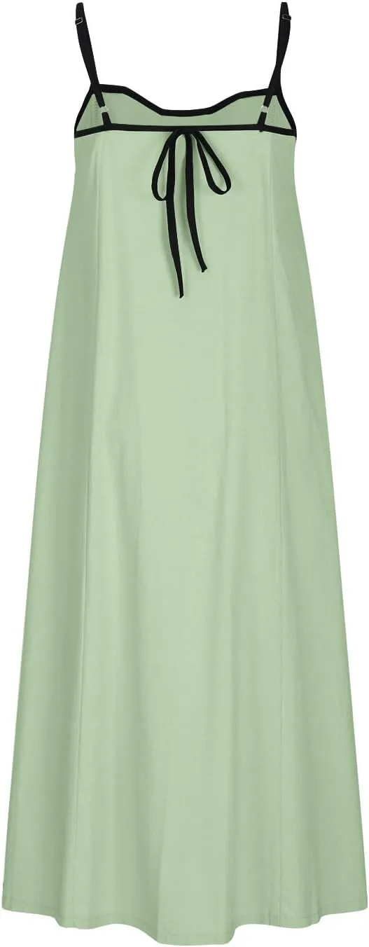 Summer Dresses for Women 2025 Spaghetti Strap Boho Maxi Sundresses Casual Linen Cotton Loose Fit Coverup Clothes