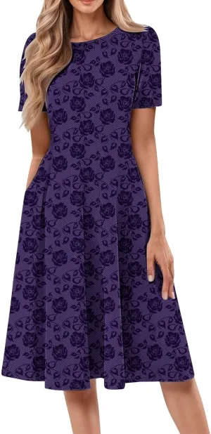 Summer Dresses for Women 2025 Trendy Casual Loose Summer Short Sleeve Beach Dress with Pockets Floral Short Sleeve