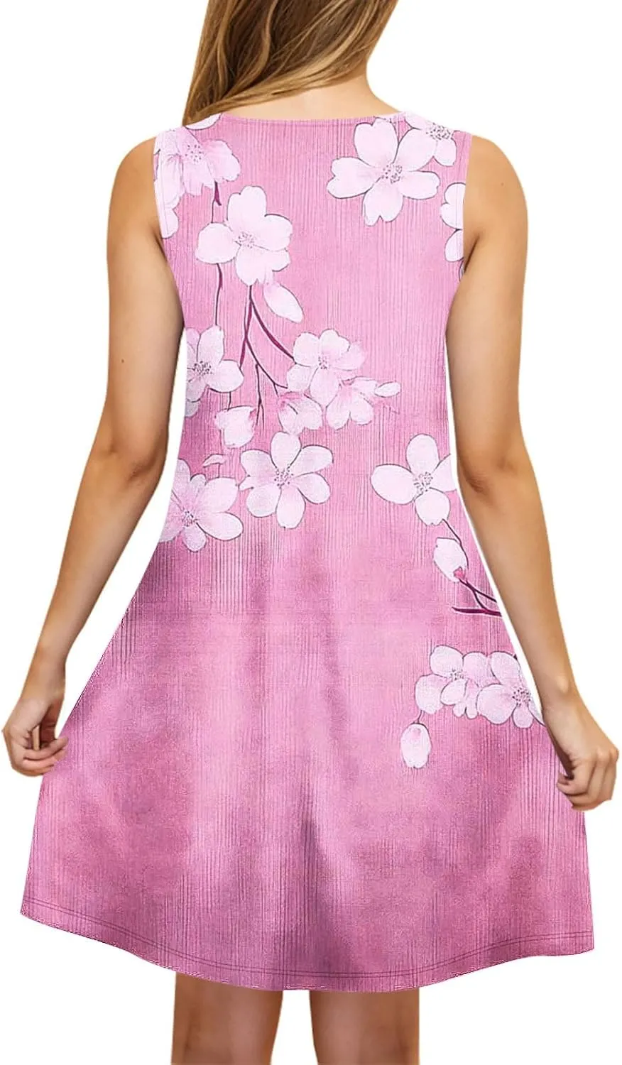 Summer Dresses for Women 2025 Vacation Floral Print Sleeveless Crew Neck Trendy Sundresses Casual Beach 2025 Dress