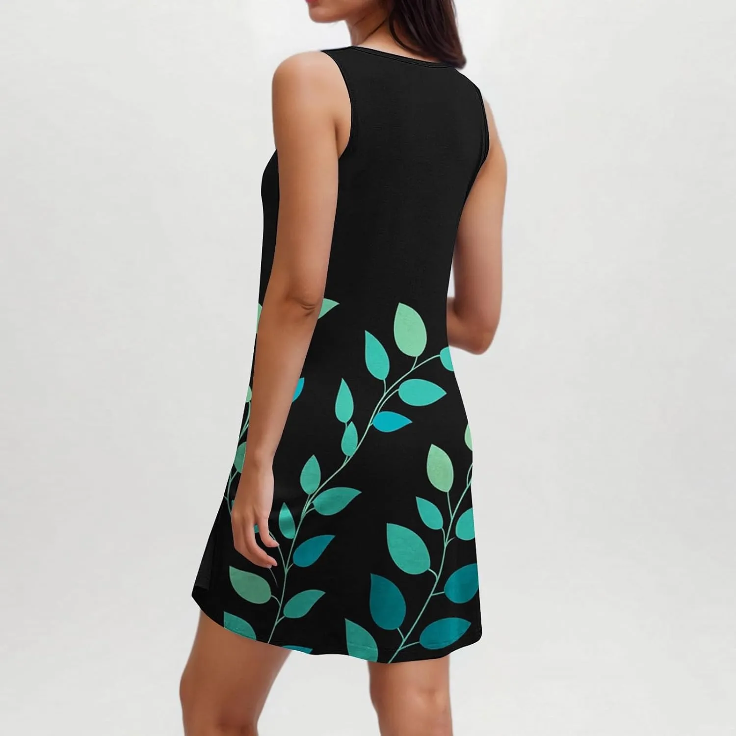 Summer Dresses for Women Beach Floral Tshirt Sundress Casual Crew Neck Sleeveless Boho Tank Dress 2025 Trendy