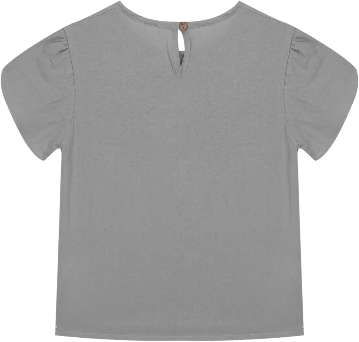 Summer Girls Cotton Linen T Shirts Crewneck Petal Short Sleeve Cute Casual Tops Loose Workout Blouse Tee 5-15 Years