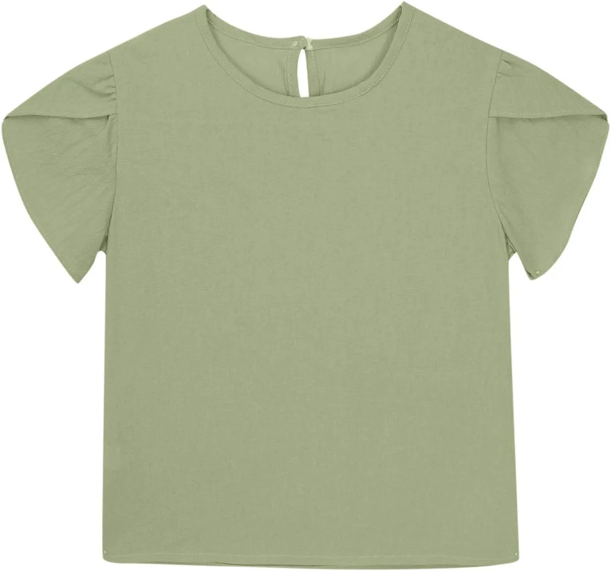 Summer Girls Cotton Linen T Shirts Crewneck Petal Short Sleeve Cute Casual Tops Loose Workout Blouse Tee 5-15 Years